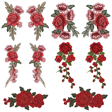 10Pcs 5 Styles Handmade Polyester Embroidered Lace Flower FIND-WR0011-85-1