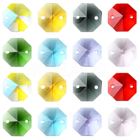 48Pcs 8 Colors Electroplate Glass Links Connectors EGLA-FS0001-48-1