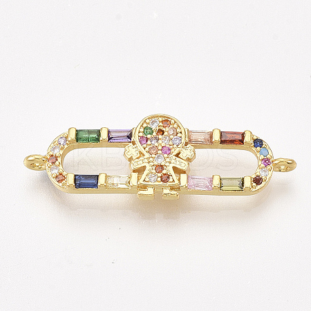 Brass Micro Pave Cubic Zirconia Links ZIRC-T006-50G-1
