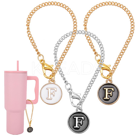 Flat Round with Letter Alloy Enamel Wine Glass Charms AJEW-AB00184-06-1