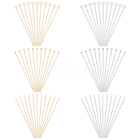 600Pcs 6 Styles 304 Stainless Steel Flat Head & Ball Head & Eye Pins STAS-ME0003-14-1