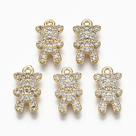 Brass Micro Pave Clear Cubic Zirconia Charms LS-RJEW-T063-65G-NF-1