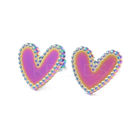 Ion Plating(IP) 304 Stainless Steel Heart Stud Earrings for Women EJEW-I285-09MC-1