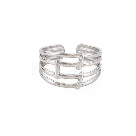 Non-Tarnish 304 Stainless Steel 4 Line Open Cuff Ring for Women LS-RJEW-S405-158P-1
