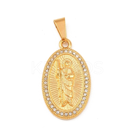 304 Stainless Steel with Rhinestone Pendants STAS-Z171-24G-02-1