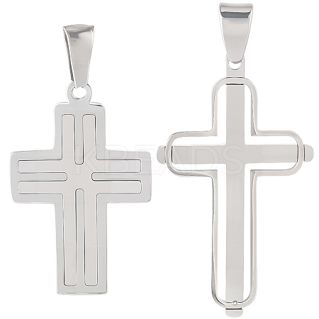 2Pcs 2 Styles 304 Stainless Steel Pendants STAS-BBC0007-71-1