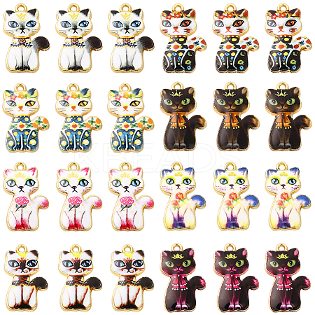 32Pcs 8 Styles Rack Plating Alloy Pendants FIND-SC0009-93-1