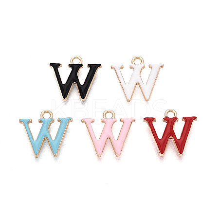 Rack Plating Alloy Enamel Pendants ENAM-T024-53W-G-1
