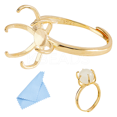 1Pc Adjustable 925 Sterling Silver Engagement Adjustable Ring Findings FIND-DC0006-63G-1