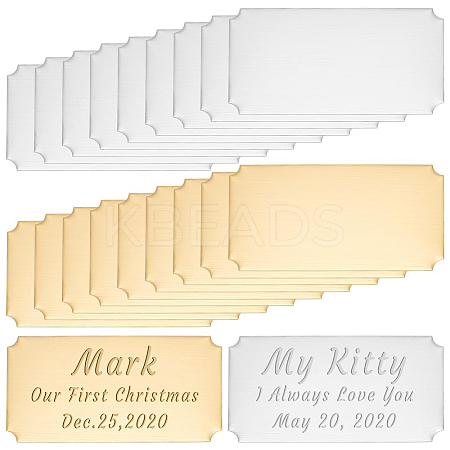 20Pcs 2 Colors Self-adhesive 201 Stainless Steel Type Business Cards AJEW-UN0002-30B-1
