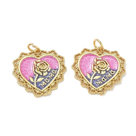 Mother's Day Brass Enamel Pendants KK-G555-15G-02-1