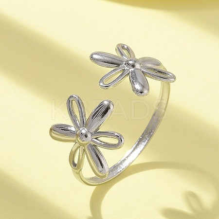 304 Stainless Steel Open Cuff Ring for Women RJEW-M025-05P-1