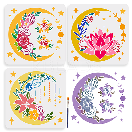 1 Set PET Hollow Out Drawing Painting Stencils DIY-MA0004-98-1