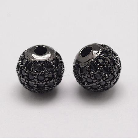 Brass Micro Pave Cubic Zirconia Beads ZIRC-E110-04B-1