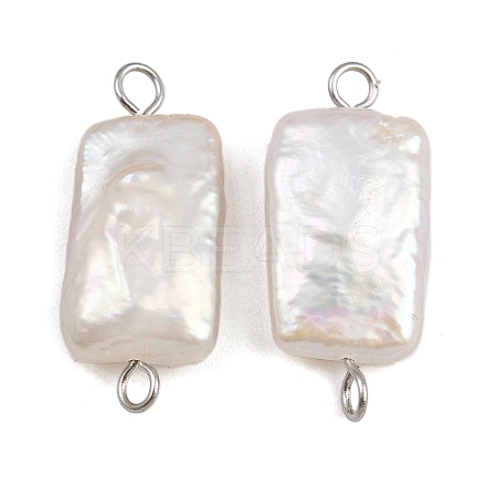 Natural Freshwater Pearl Keshi Pearl Rectangle Connector Charms STAS-D378-18P-1
