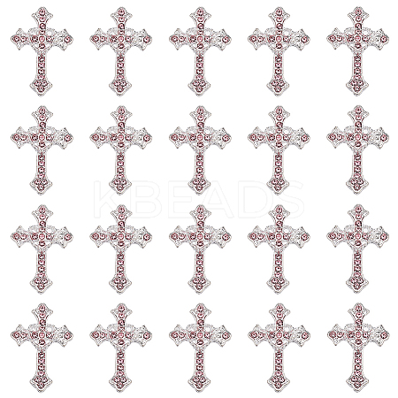 20Pcs Cross Silver Plated Zinc Alloy Cabochons MRMJ-HY0001-31-1