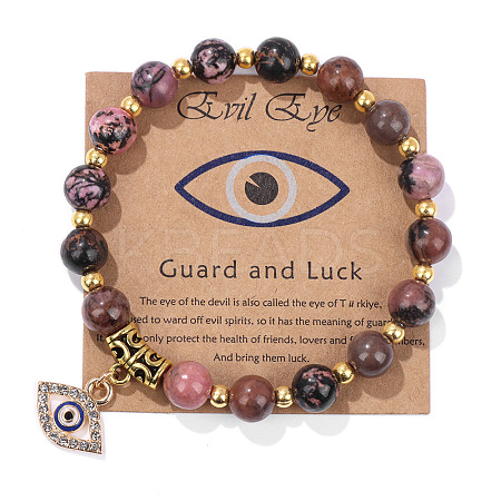 Natural Rhodonite Round Beads Stretch Bracelets FS-WG18FCB-10-1