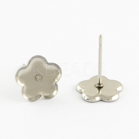 Flower Earring Enamel Settings 304 Stainless Steel Stud Earring Findings LS-X-STAS-Q170-05-1