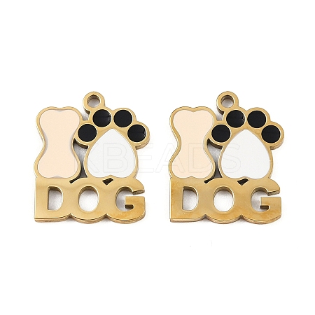 304 Stainless Steel Enamel Pendants STAS-C137-01B-G-1