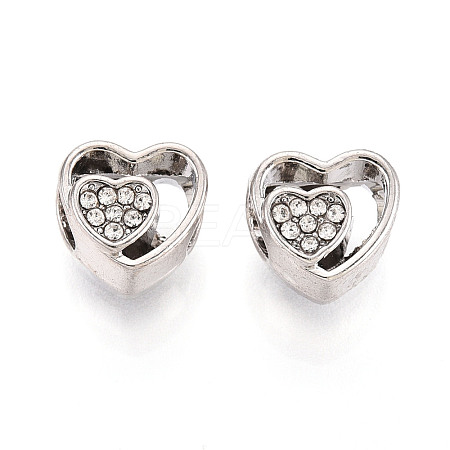 Rack Plating Alloy Rhinestone European Beads FIND-N011-07P-1