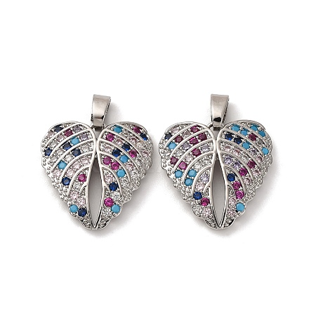 Brass Micro Pave Cubic Zirconia Pendants KK-F903-09P-1