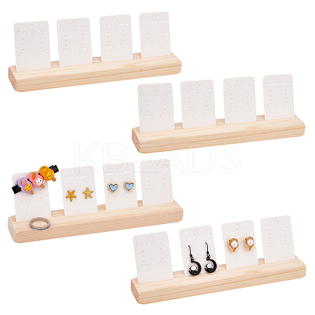 4Pcs Wooden Jewelry Display Card Stands ODIS-WH0027-046-1