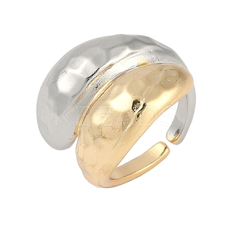 Teardrop Brass Open Cuff Rings for Women RJEW-S001-01GP-1