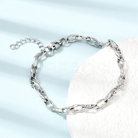 4.5MM 304 Stainless Steel Twisted Oval Link Chain Bracelets for Man and Women SA-CBAB767-17B-P-1