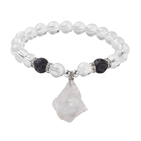 Natural Quartz Crystal Beaded Stretch Bracelets BJEW-JB10070-05-1