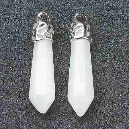 Bullet Natural White Jade Pointed Pendants G-E332-C27-1