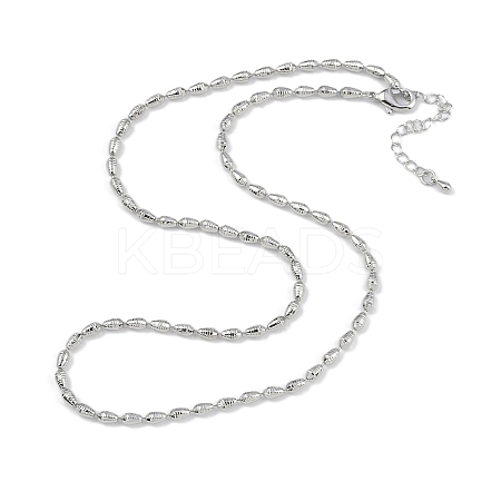 Rack Plating Brass Textured Teardrop Link Chain Necklaces for Women NJEW-K382-07P-1