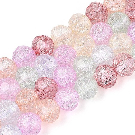 Transparent Crackle Glass Beads Strands GLAA-N053-8mm-01-1