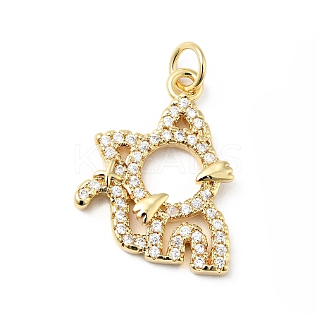 Rack Plating Brass Micro Pave Clear Cubic Zirconia Pendants ZIRC-I059-05G-1