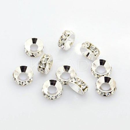Brass Rhinestone Spacer Beads X-RB-A020-9mm-01S-1