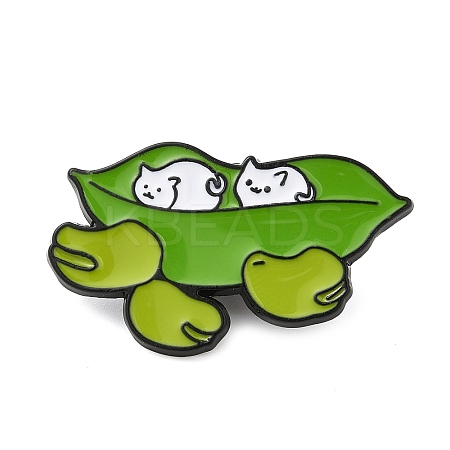 Pea Pod & Cat Enamel Pin JEWB-A014-03A-1