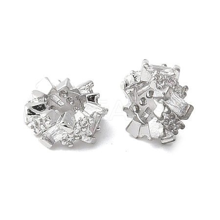 Brass Micro Pave Cubic Zirconia Rondelle European Beads FIND-B046-02P-1