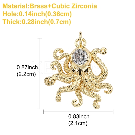 1Pc Brass Micro Clear & Black Cubic Zirconia Pendants ZIRC-YW0001-17-1