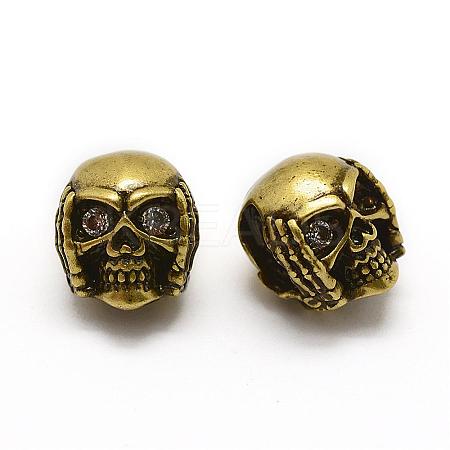 Brass Micro Pave Grade AAA Cubic Zirconia Beads ZIRC-G100-57AG-NR-1