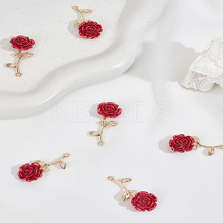 6Pcs Alloy Camellia Pendants FIND-LP0002-93-1
