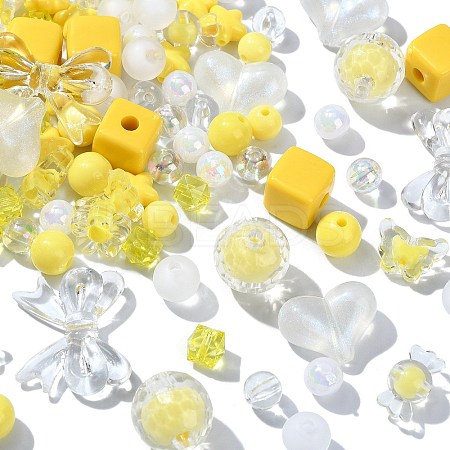 250Pcs 15 Style Yellow Acrylic Beads Set OACR-CJ0001-70-1