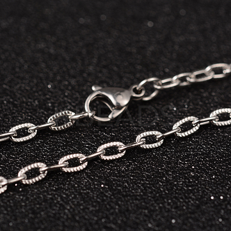 Tarnish Resistant 304 Stainless Steel Textured Cable Chains Necklaces LS-NJEW-L427-06P-1