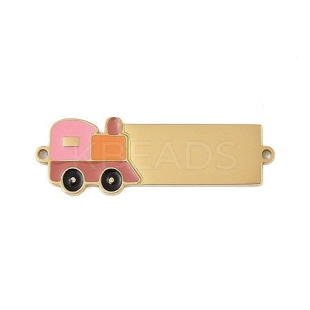 304 Stainless Steel Hot Pink Enamel Vehicle Connector Charms STAS-P377-13G-A-1