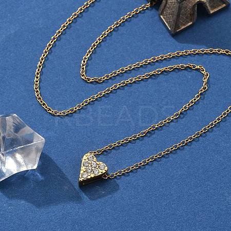 304 Stainless Steel Crystal Rhinestone Pendant Cable Chain Necklaces for Women NJEW-C062-01A-G-1