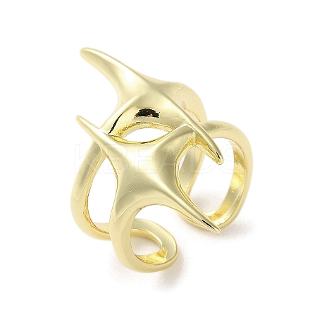 Brass Star Open Cuff Ring for Women RJEW-A042-01A-1