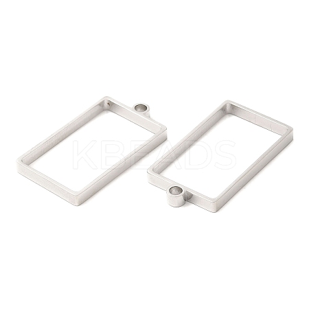 Non-Tarnish 304 Stainless Steel Open Back Bezel Rectangle Pendants STAS-Z040-06A-P-1