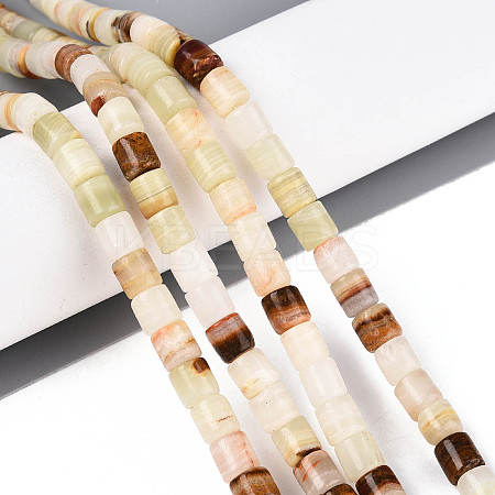 Natural Green Banded Calcite(Afghan Jade) Beads Strands G-T141-94A-1