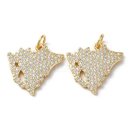 Rack Plating Brass Micro Pave Cubic Zirconia Pendants KK-M254-04G-1