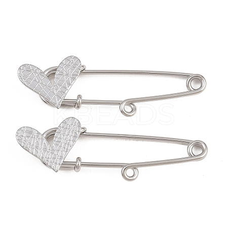 Crisscross Heart 304 Stainless Steel Safety Pins Brooch Findings SA-CBA098D-15E-P01-1