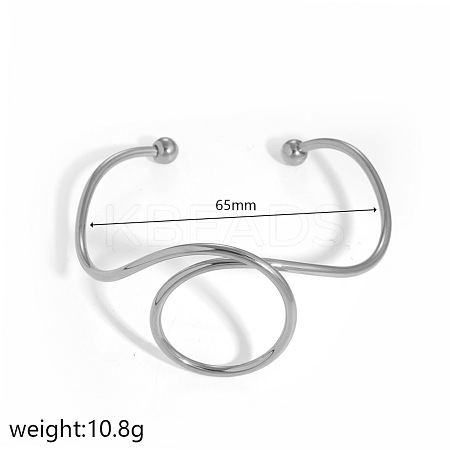 304 Stainless Steel Spiral Geometric Upper Arm Cuff Bangles for Women WG66983-04-1
