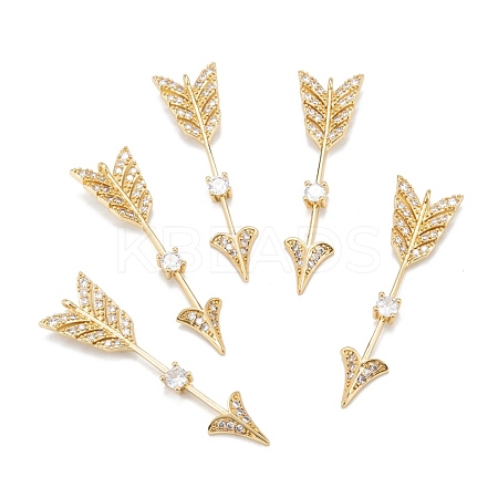 Brass Micro Pave Clear Cubic Zirconia Pendants ZIRC-P086-24G-1
